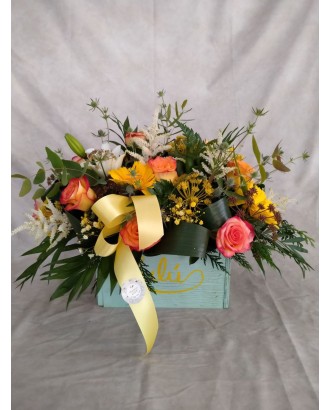 Caja con flores personalizada