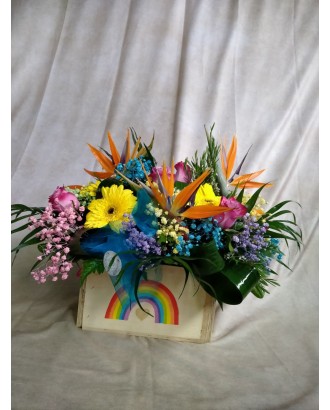 Caja con flores personalizada