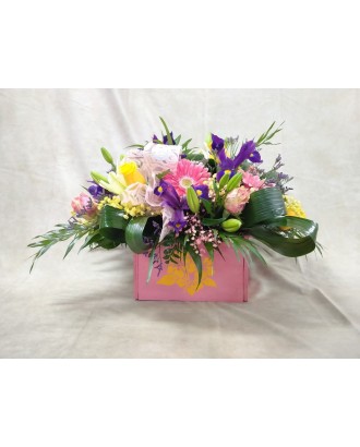 Caja con flores personalizada